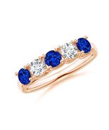 ANGARA 1.18 Ct Half Eternity 5-Stone Sapphire &amp; Diamond Wedding Band in ... - $2,969.10
