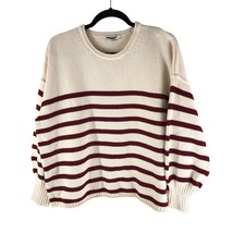Madewell Womens Conway Pullover Striped Sweater Ivory Brown M - £34.65 GBP