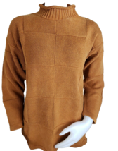 80s YarnWorks Sweater Womens S Mustard Brown Ramie Cotton Mock Neck Hong... - $18.60