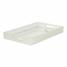 16&quot; Silver Rectangular Wood Handmade Tray With Handles - $1,639.09 MXN