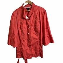 Lane Bryant Pink Field Jacket Plus Size 24 Button Up Belted Bell 3/4 Sleeve - $23.36