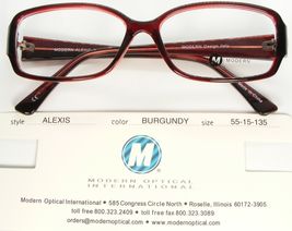 NEW MODERN OPTICAL ALEXIS BURGUNDY EYEGLASSES GLASSES PLASTIC FRAME 55-1... - $13.37