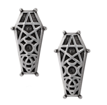 Alchemy Gothic Hex Coffin Earrings Pentagram Moons Pagan Surg Posts Pair... - £34.83 GBP