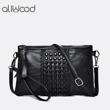 Women Genuine Leather Tassel Shoulder Messenger Bag Diamonds Clutch High Quality - £17.22 GBP