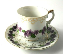 Vintage Teacup Saucer Coffee Cup Bone China Lilacs Gilded Antique 2.25&quot; ... - £16.88 GBP