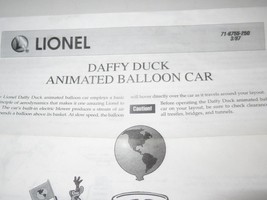 LIONEL -  DAFFY DUCK ANIMATED BALLON CAR INSTRUCTIONS - GOOD - B18 - $2.46