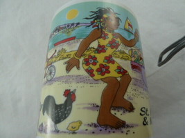 St Kitts &amp; Nevis Coffee Mug Sailboat Palm Trees Yellow Band Excellent - $278.56 MXN