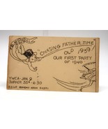 Vtg YWCA Postcard Invitation Chasing Father Time Old &#39;39 Our First Party... - $19.99
