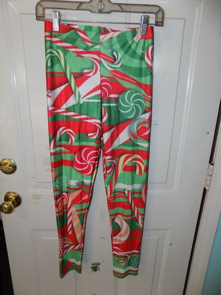 Ugly Sexy Christmas Leggings Candy Cane Print One Size Women&#39;s EUC - $17.48