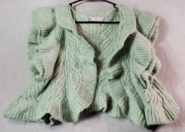 Zara Crop Cardigan Sweater Womens Medium Green Acrylic Short Sleeve Open Front - £11.54 GBP