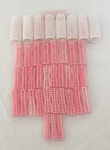 Vintage white pink plastic hair rollers curlers mixed size lot movie pho... - $19.75
