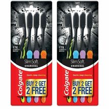 Colgate SlimSoft Charcoal Toothbrush - 4 Pcs Each Pack - (Pack of 2) - $10.85