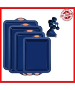 Silicone Nonstick Baking Pans - Navy Blue 4-Piece Set with Metal Support... - $74.36 CAD