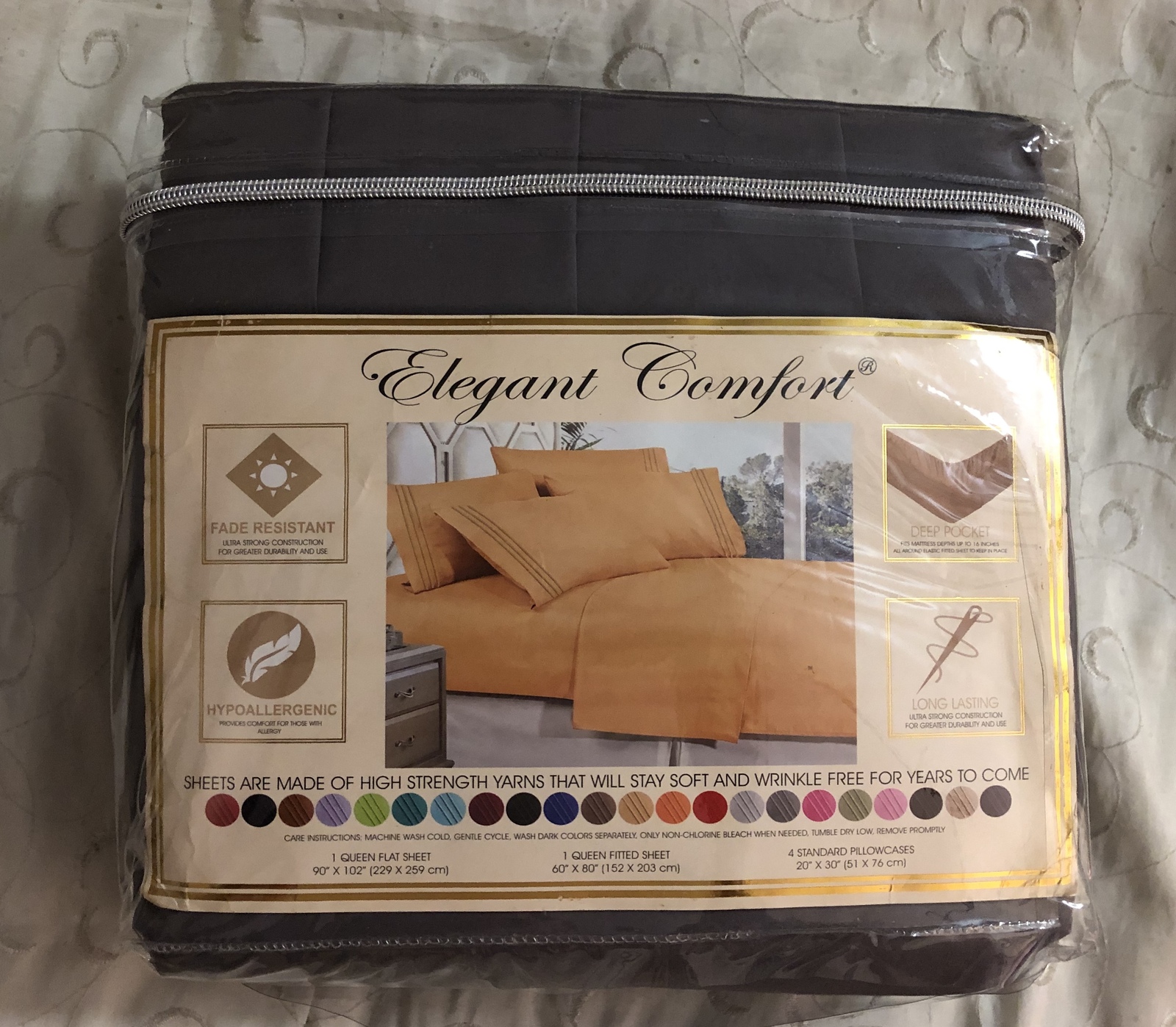 Elegant Comfort 6 Piece 1500 Thread Count Egyptian Cotton Sheet Set Queen Grey - £117.23 GBP