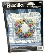 Bucilla Pansy Wreath Pillow Ruffle Kit Counted Cross Stitch 40915 Elliot... - $45.01