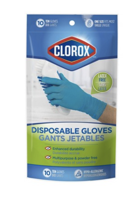 Clorox Latex Free Disposable Vinyl gloves, One Size Fits All - 10 Pack - $7.95