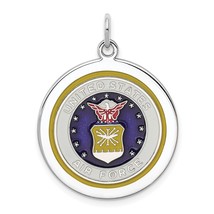Sterling Silver Air Force Round Charm Jewerly 28.5mm x 22.7mm - £40.04 GBP