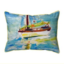 Betsy Drake Yellow Sailboat Small Indoor Outdoor Pillow 11x14 - £39.46 GBP