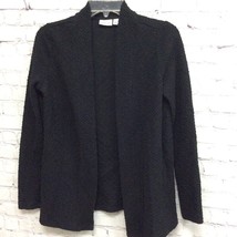 Kim Rogers Womens Cardigan Sweater Black Textured Long Sleeve Open Front S - $15.35