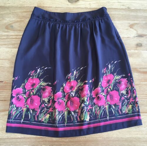 Primary image for Scottage Womens Floral A Line Knee Length Skirt Blue Pink Size FR 38 US 6 W28”
