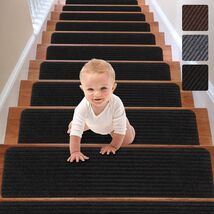 Customizable Non-Slip Stair Treads for Enhanced Safety - Set of 15, Black - $93.01