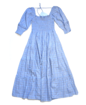 NWT Hill House Nesli Nap Dress in Diana Check Blue Plaid Smocked Midi Ruffle XS - $148.50