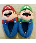 Youth/Teen Super Mario Plush Character Slippers Mario Luigi Sz. 4/5 *San... - $17.44