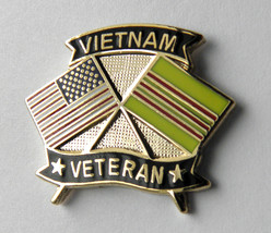 Usa Flag And Vietnam Vet Veteran Lapel Pin Badge 1 Inch - £4.43 GBP