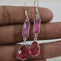 925 Argent Sterling Rose Gemme Topaze Main Boucles D&#39;Oreilles Hergift BES-1356 - £24.31 GBP