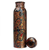 Ayurveda Copper Water Bottle,Material- Copper 1000ml Multicolor FLORAL D... - £19.77 GBP