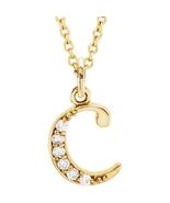 14k Yellow Gold 0.03ct Diamond 0.44" Letter C Pendant 16" Initial Necklace - $490.00