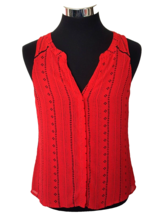 Sanctuary Blouse Juniors Size X-Large Button Front Red Black Rayon Sleeveless - £15.81 GBP
