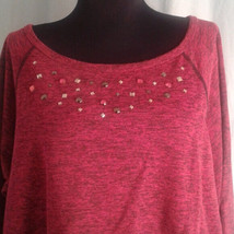 Avenue Shirt 22/24 embellished Top Hot Pink Black Heathered - $19.00