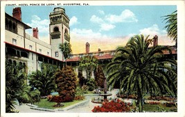 Hotel Ponce De Leon Court St. Augustine Florida Vintage Postcard (C12) - £5.77 GBP