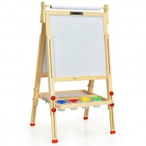 Kids Art Easel with Paper Roll Double-Sided Regulable Drawing Easel Plank - Col - £93.08 GBP