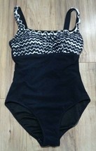 Profile by Gottex Size 8 Black White New Women&#39;s One Piece Swimsuit Swimwear - £61.24 GBP