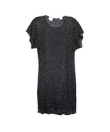 Vintage Stenay Women&#39;s 12 Beaded Silk Black Cocktail Midi Evening Dress ... - $47.63 CAD