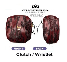 ? CUOIERIA FIORENTINA Rose ➕? WRISTLET HANDBAG Leather MAKEUP BAG  - $1,855.95 MXN
