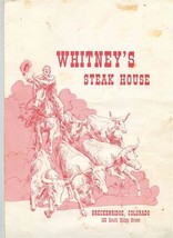 Whitney&#39;s Steak House Menu South Ridge St Breckenridge Colorado  - £30.00 GBP