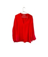 Zara Red V-Neck Blouse Women’s Medium - €24,81 EUR
