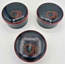 Vintage Japanese Lacquer Set of 3 Bowls &amp; Lids SKU U133 - $59.99
