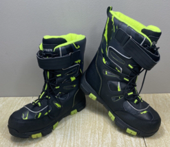 Quest Boots Black Menace Snow Thinsulate Insulated Bungee Laces Kids 4 - £14.91 GBP