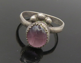 NAVAJO 925 Silver - Vintage Cabochon Cut Amethyst Band Ring Sz 6 - RG18049 - £51.15 GBP