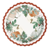 Thankful Fall Harvest 9&quot; 8 Ct Paper Dinner Plates Thanksgiving Shaped Deep DIsh - £5.55 GBP