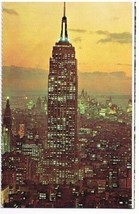 New York City Postcard Empire State Building Sunset - $2.18