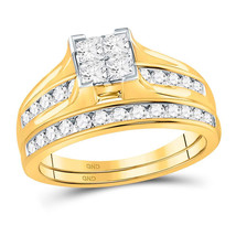 14k Yellow Gold Princess Diamond Bridal Wedding Ring Band Set 1 Ctw - £1,544.98 GBP