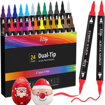 24 Colors Acrylic Paint Pens, Dual Tip Markers for Rock, Ceramic, Wood, ... - €16,25 EUR