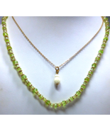2 Necklaces Gold Filled Faceted Peridot Bead &amp; Tiny Pineapple - £19.03 GBP
