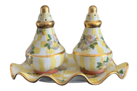 Mackenzie Childs Lemon Curd Salt and Pepper Shakers with Tray * - $222.75