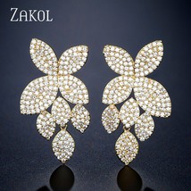 ZAKOL Elegant High Quality Cubic Zirconia Butterfly Earrings for Women Wedding D - £18.78 GBP